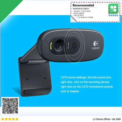 Logitech Mini Webcam HD 720P with Microphone C270