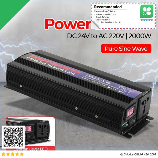 Taffware Power Inverter Mobil Pure Sine Wave DC 24V to AC 220V 2000W NBQ2000W