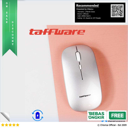 Taffware Silent Mouse Rechargeable Dual Mode Bluetooth 5.0 dan 2.4GHz M8120G