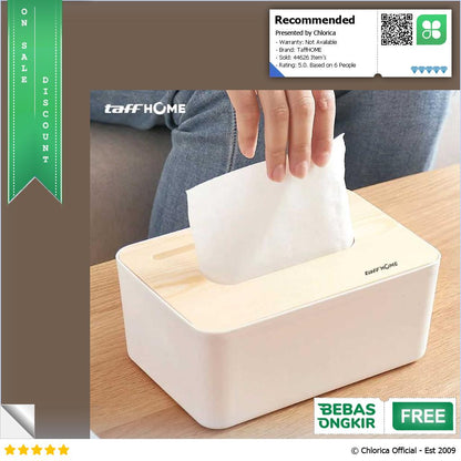 TaffHOME Kotak Tisu Kayu Tissue Box dengan Holder Smartphone ZJ008