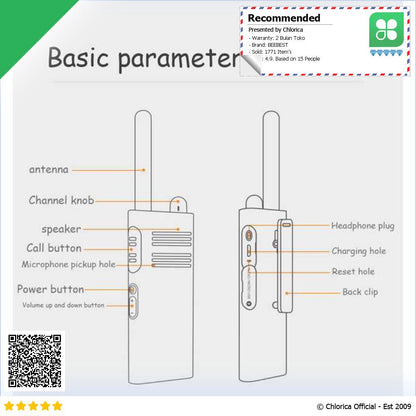 BEEBEST Mini Walkie Talkie Premium Design A208