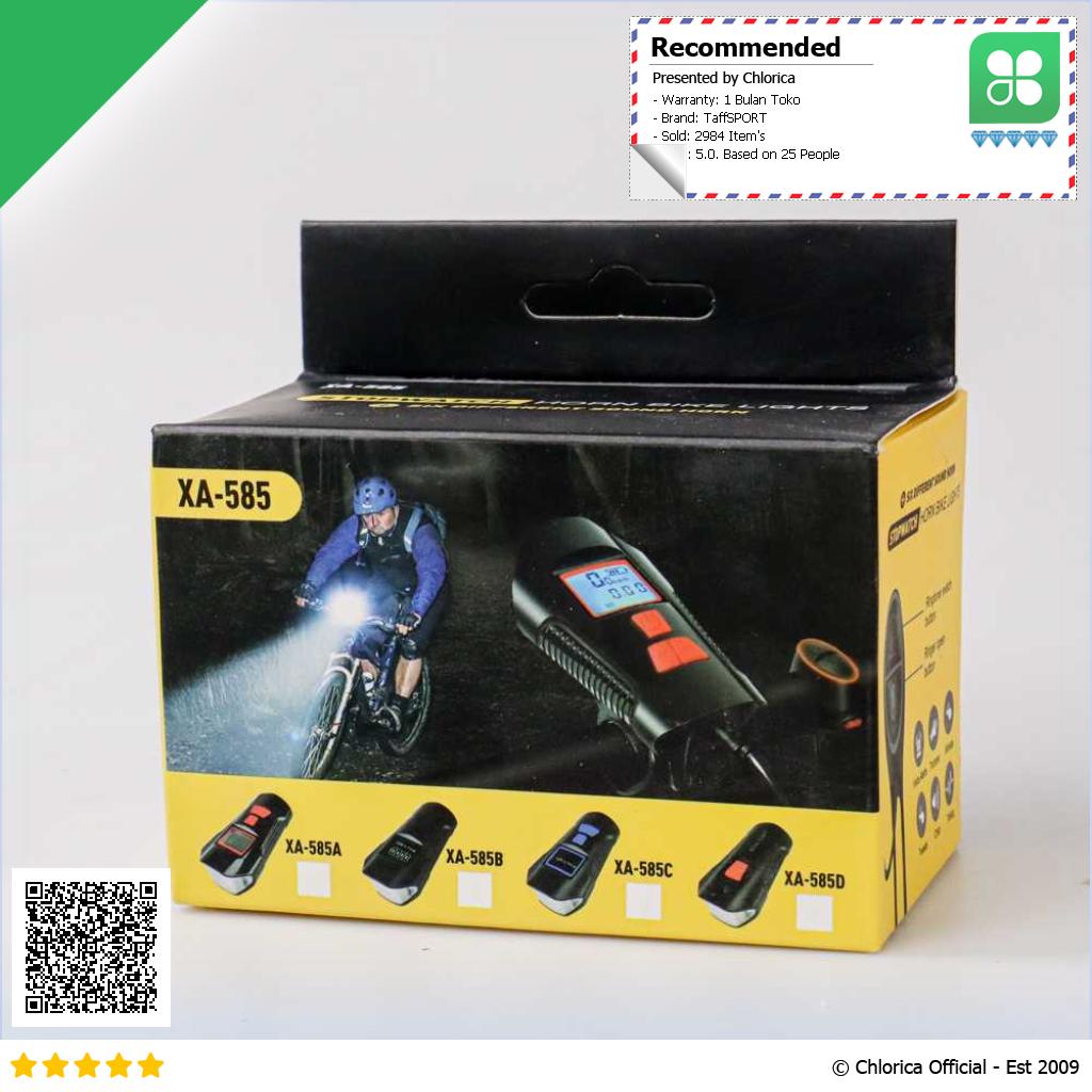 TaffSPORT Lampu Depan Sepeda LED Klakson Speedometer LCD 1500mAh XA 585