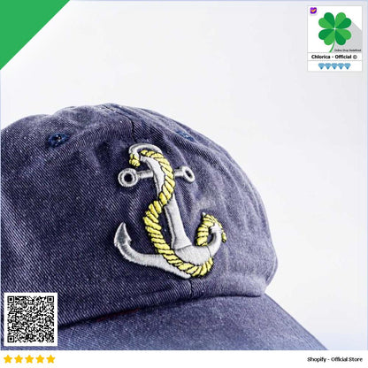 HATLANDER Topi Baseball Cap Bordir 3D Anchor Washed Style SBC56