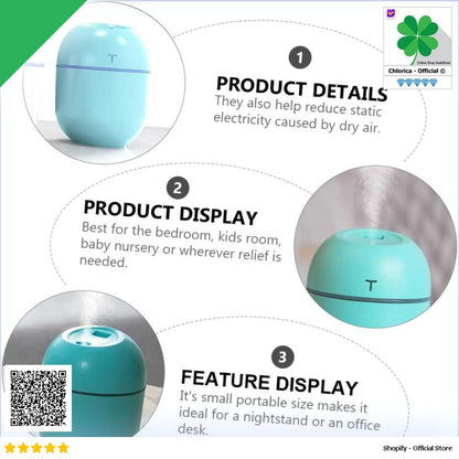 Taffware HUMI Mini Air Humidifier Aromatherapy LED Light 250ml HM22