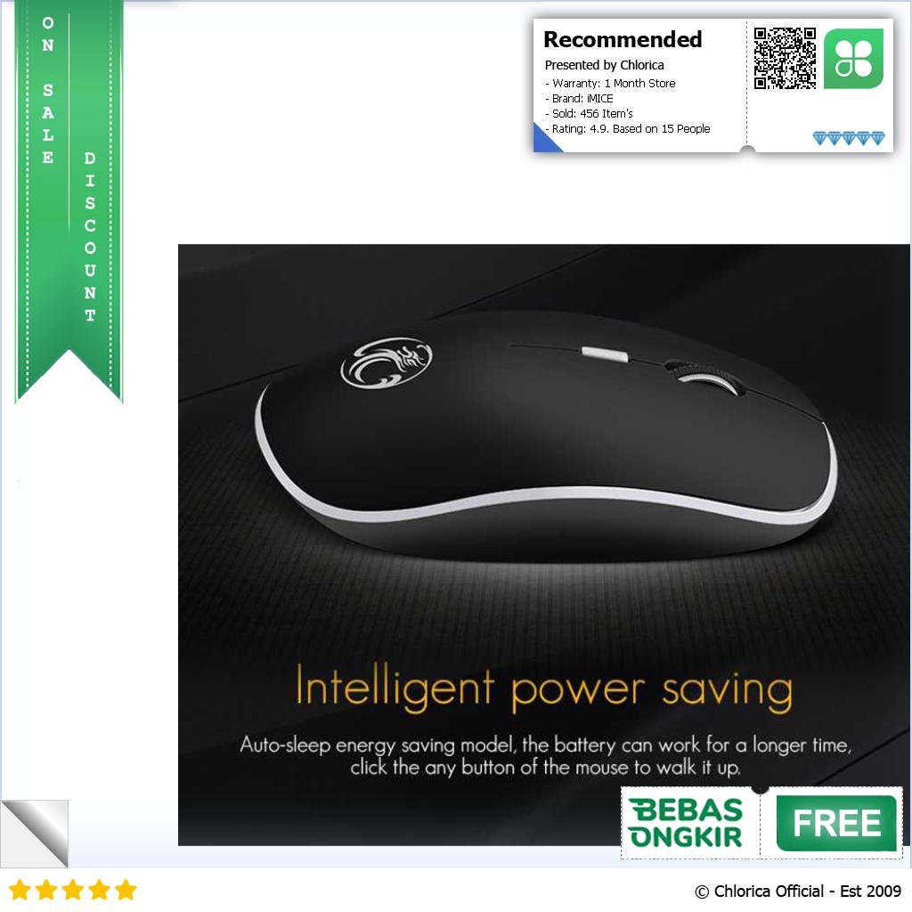 iMICE Super Slim Silent Optical Wireless Mouse 2.4GHz 1600DPI G 1600