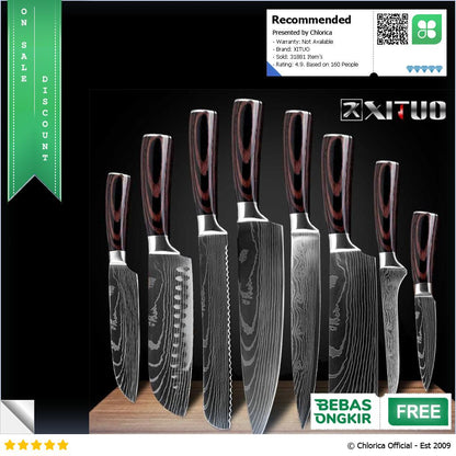 XITUO Pisau Dapur Stainless Steel Chef Damascus Pattern