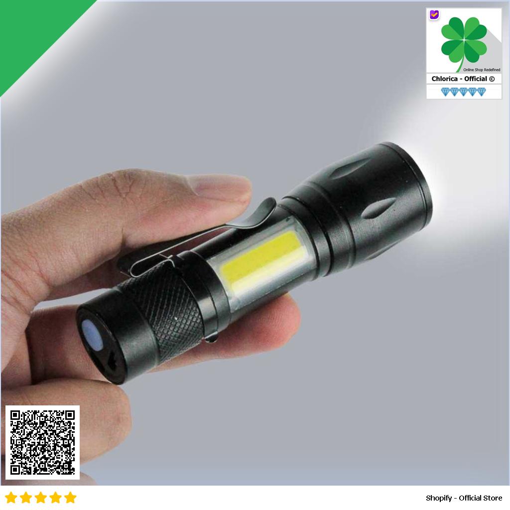 TaffLED Senter LED Mini Rechargeable Q5 dan COB 300 Lumens 7098