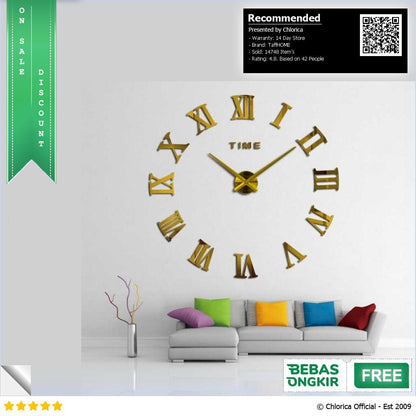 TaffHOME Jam Dinding Besar DIY Giant Clock Quartz 90 100cm DIY 106