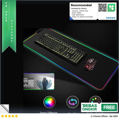 TaffGO Gaming Mouse Pad Glowing RGB LED High Precision