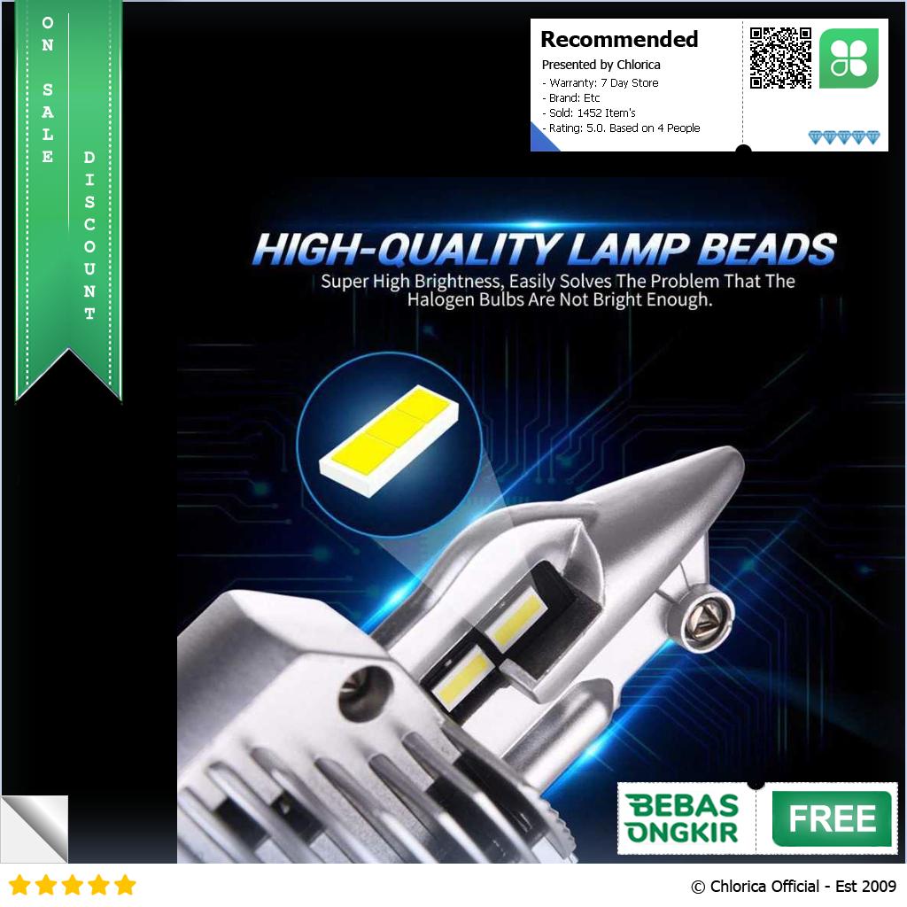 Fighter Lampu Depan Mobil LED Headlamp H4 CSP Cool White 80W 12V 2 PCS