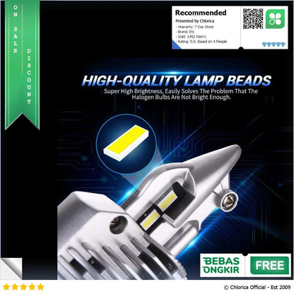 Fighter Lampu Depan Mobil LED Headlamp H4 CSP Cool White 80W 12V 2 PCS