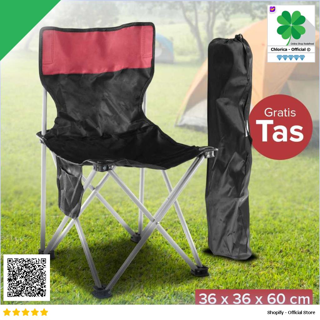 LAKIKA Kursi Lipat Outdoor Mancing Camping Foldable Chair with Pocket LK4