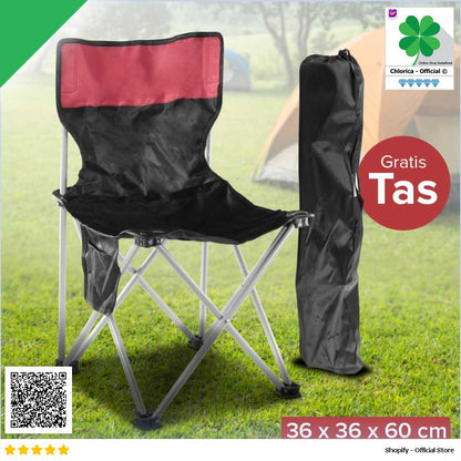 LAKIKA Kursi Lipat Outdoor Mancing Camping Foldable Chair with Pocket LK4