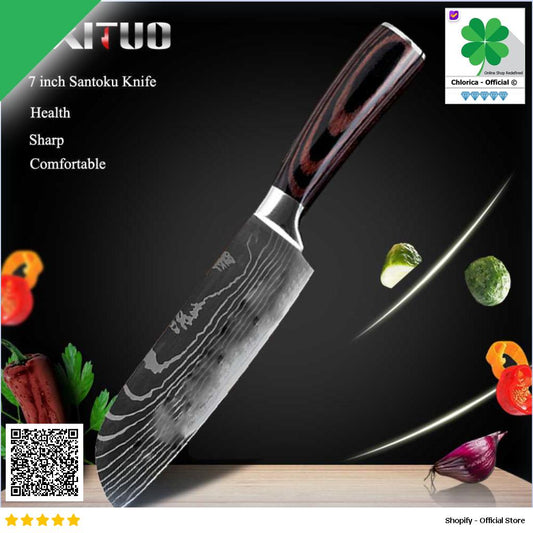 XITUO Pisau Dapur Stainless Steel Chef Damascus Pattern