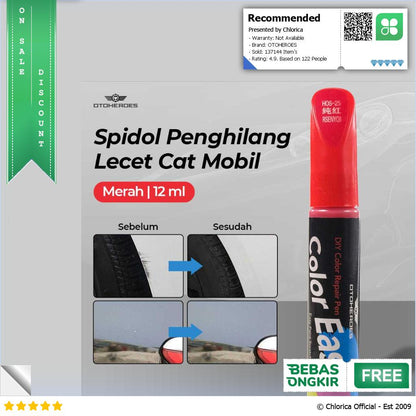 OTOHEROES ColorEasy Cat Penghilang Lecet Cat Mobil Scratch Paint 12ml BS 1 CH 015 YS 312 HOS 25