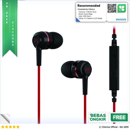 SoundMAGIC Earphones In ear Sound Isolating Powerful Bass Mic ES18S