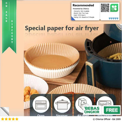 One Two Cups Kertas Minyak Alas Air Fryer Paper Oilproof 16cm 50 PCS XK16