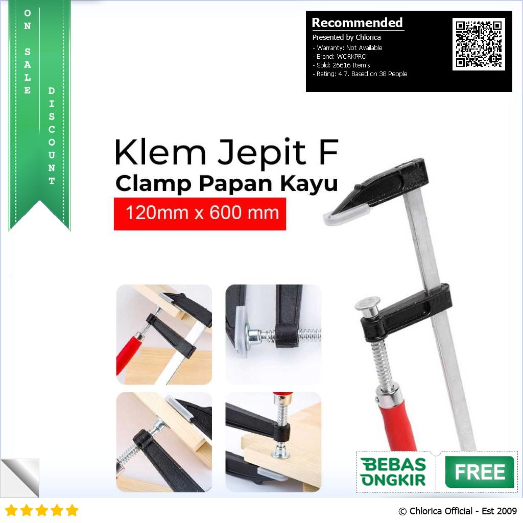 WORKPRO Klem F Clamp Jepit Papan Kayu Heavy Duty Woodworking DEC04