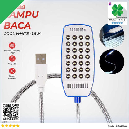 TaffLED Goodland Lampu Baca Mini LED USB Cool White 1.5W with Switch LZY 028