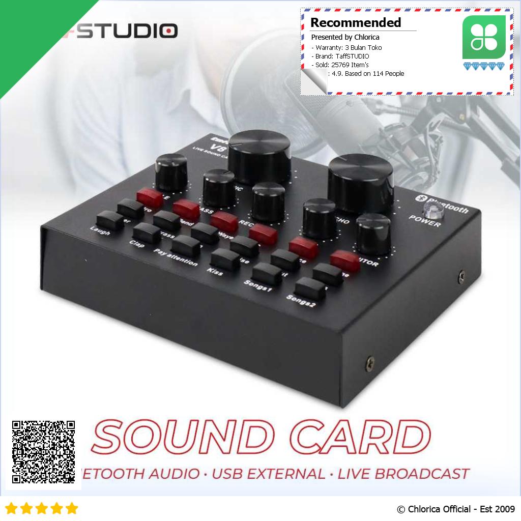 TaffSTUDIO Bluetooth Audio USB External Sound Card Live Broadcast V8