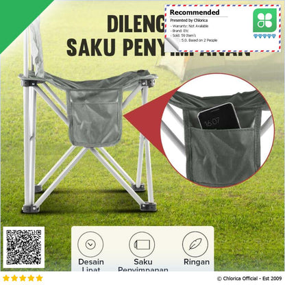 LAKIKA Kursi Lipat Outdoor Mancing Camping Foldable Chair with Pocket LK4