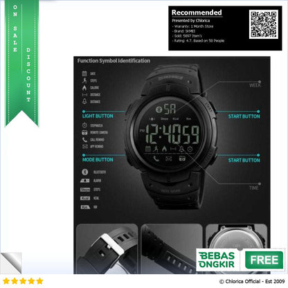 SKMEI Jam Tangan Olahraga Smartwatch Bluetooth 1301