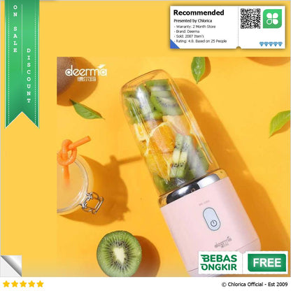 Deerma Blender Portable Buah Juicer Wireless 1500mAh 400ml DEM NU05