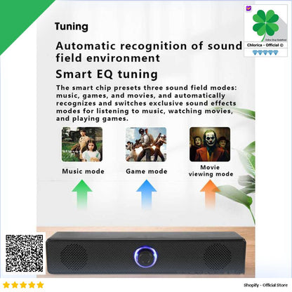 LeerFei Speaker Soundbar Surround Home Theater Wired + Bluetooth 5.0 E350TS