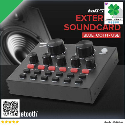 TaffSTUDIO Bluetooth Audio USB External Soundcard Live Broadcast Mic V8S