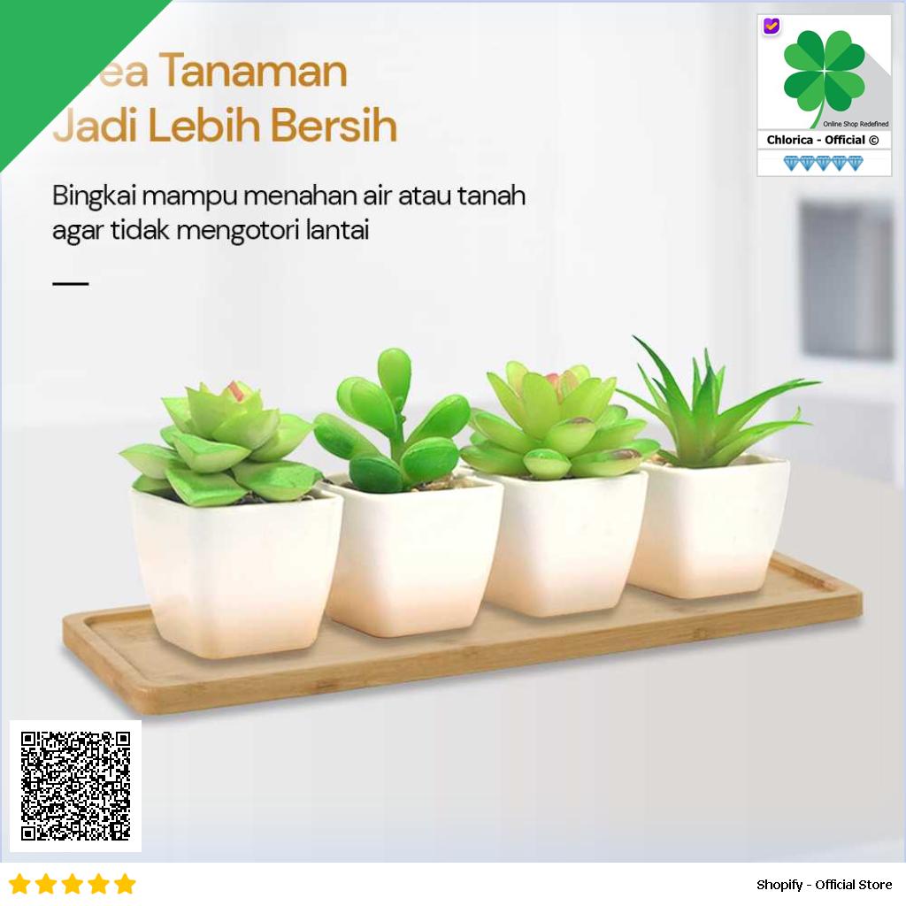 WITUSE Alas Tatakan Pot Tanaman Minimalis Persegi Panjang Bamboo Tray EQF301