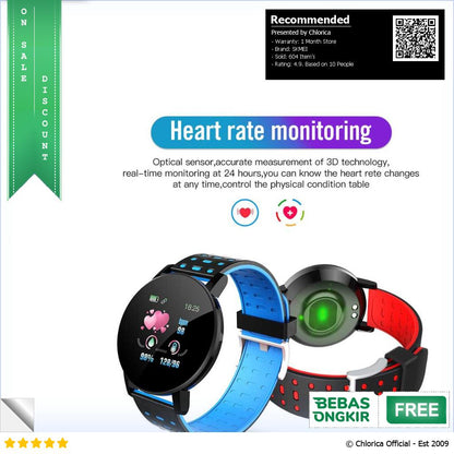 SKMEI Smartwatch Sport Fitness Tracker Heart Rate 119 Plus