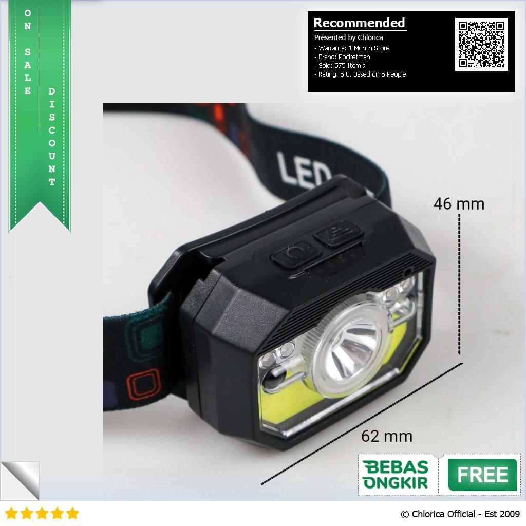 Pocketman Senter LED Kepala Headlamp Waterproof XPG + COB LH K28