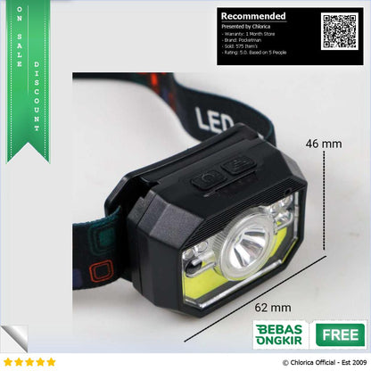 Pocketman Senter LED Kepala Headlamp Waterproof XPG + COB LH K28