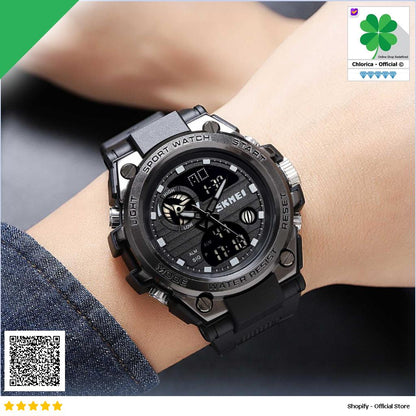 SKMEI Jam Tangan Pria Analog Digital Sport Alarm Waterproof EL Light 2031