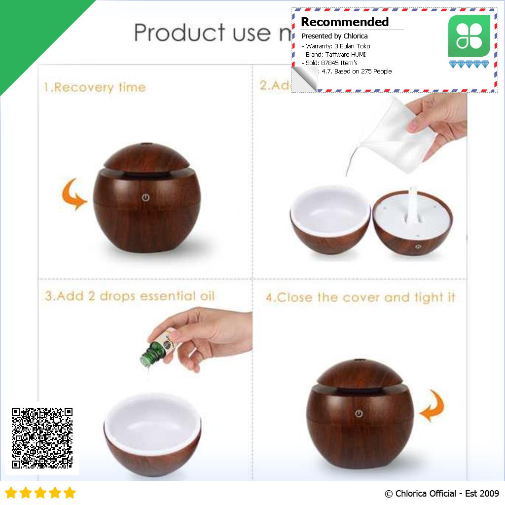 Taffware HUMI Air Humidifier Aromatherapy Oil Diffuser Wood 130ml H41