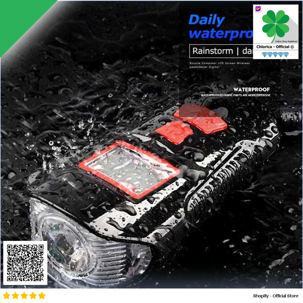 TaffSPORT Lampu Depan Sepeda LED Klakson Speedometer LCD 1500mAh XA 585