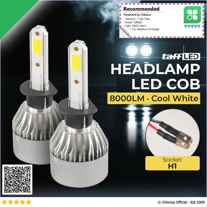 TaffLED Lampu Depan Mobil LED COB Headlamp 8000LM Cool White 2 PCS S2