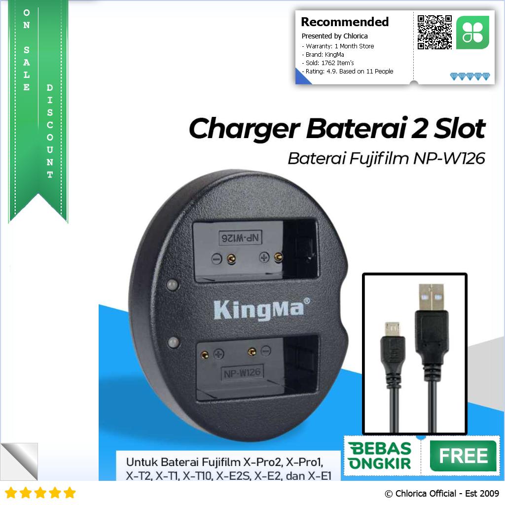 KingMa Charger Baterai 2 Slot Fujifilm X Pro2 X Pro1 X T2 BM015 W126