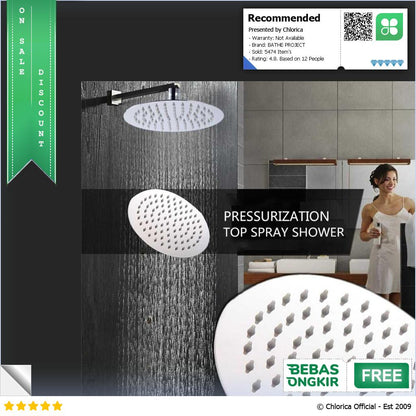 BATHE PROJECT Kepala Head Shower Mandi Rainfall Stainless Steel Round Cosmo 200