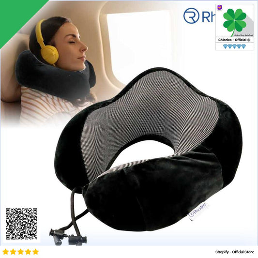 Rhodey Bantal Leher U Shape Travel Neck Pillow Memory Foam Beludru SER44