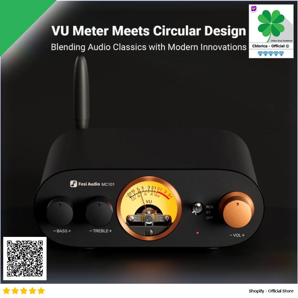 Fosi Audio Mini Bluetooth Stereo Amplifier With VU Meter MC101+24V EU