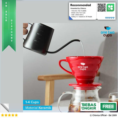 One Two Cups Filter Penyaring Kopi V60 Glass Coffee Filter Dripper ZM639