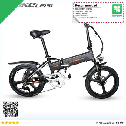 Lankeleisi Sepeda Listrik Lipat Folding Bike Moped 48V 10Ah G300