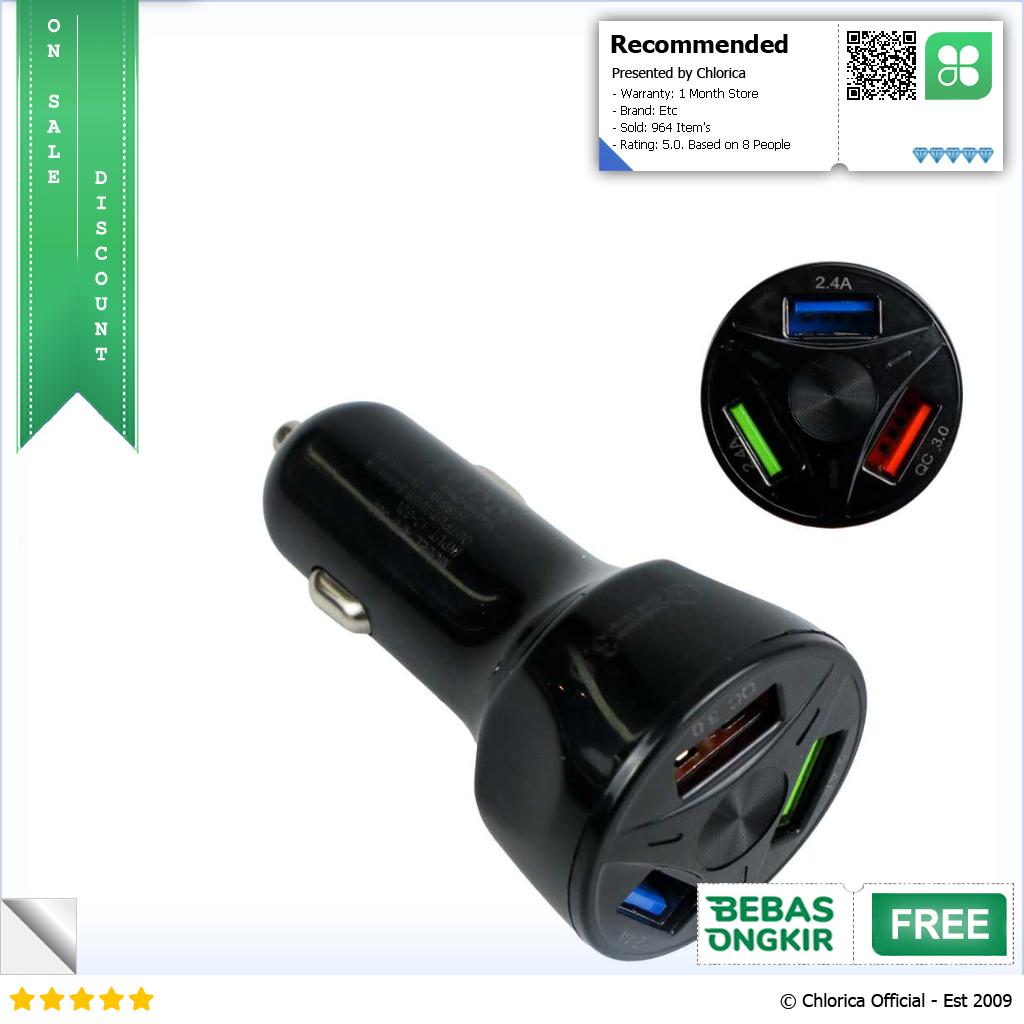 Suhach Car Charger Mobil USB 3 Port 2.4 A Q C3.0 APD 369