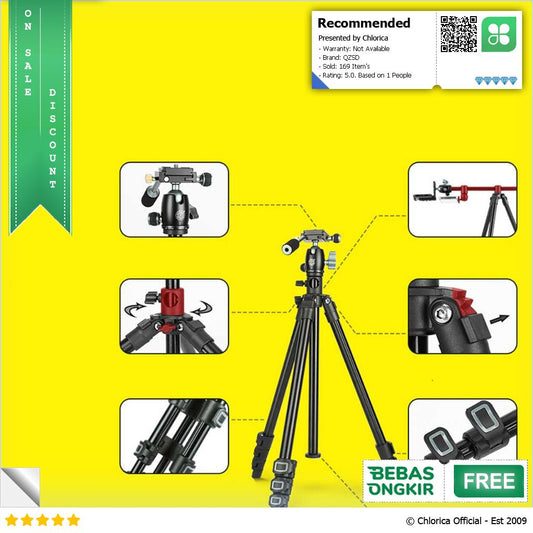 QZSD Tripod Kamera DSLR Lightweight Pan Head Horizontal Mount 1.54M Q 202F