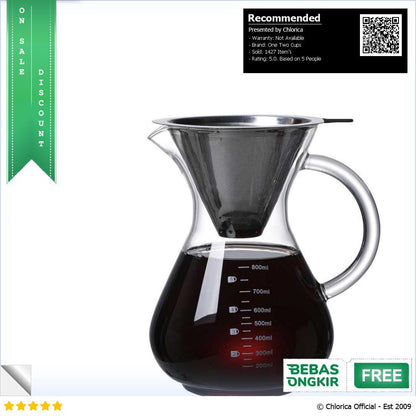 One Two Cups Coffee Server Chemex Drip Pour Over with Filter YD KT001