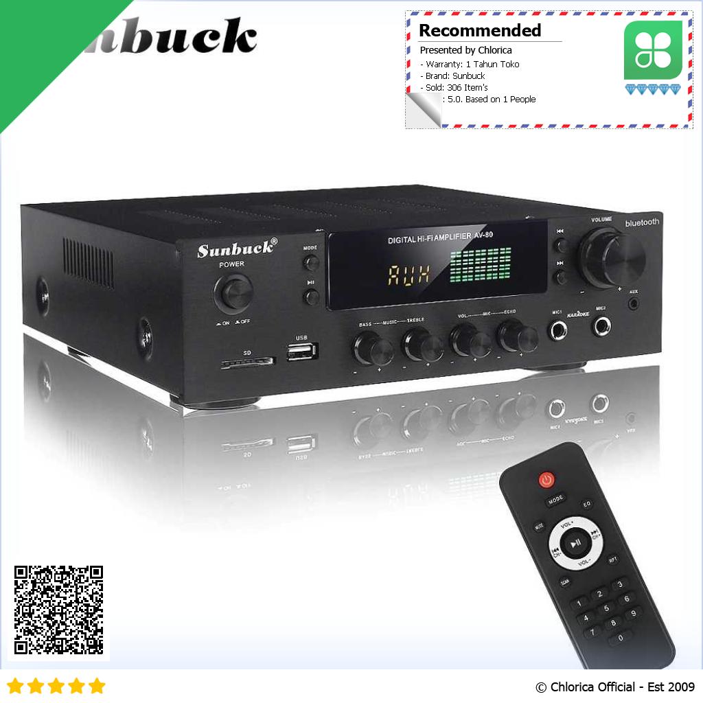 Sunbuck Audio Amplifier Bluetooth EQ Karaoke FM Radio 200W AV 80