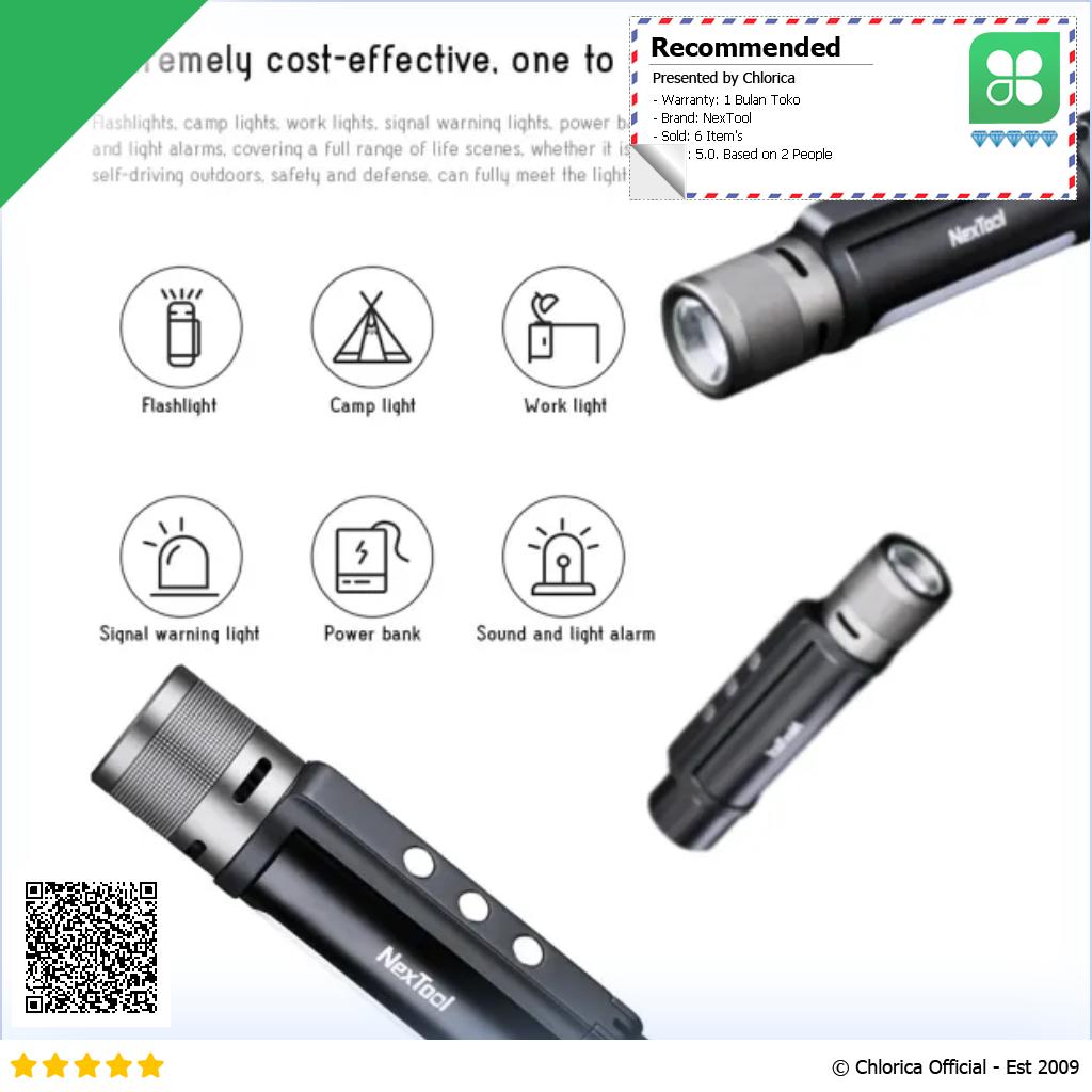 NexTool Senter LED 6 in 1 Outdoor Flashlight Telescopic SOS Alarm USB NE20030