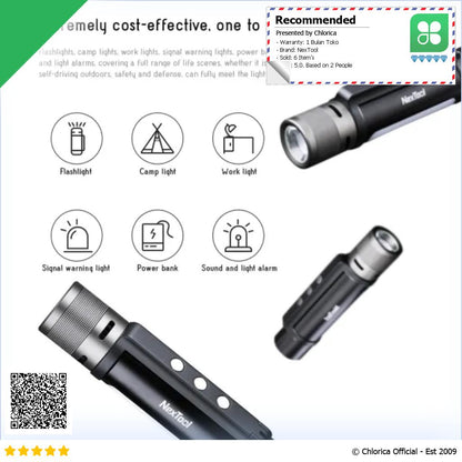 NexTool Senter LED 6 in 1 Outdoor Flashlight Telescopic SOS Alarm USB NE20030