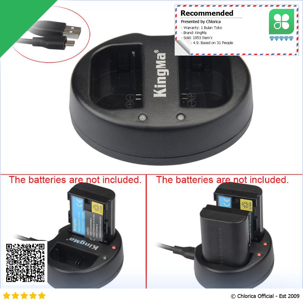 KingMa Charger Baterai 2 Slot Canon 5D2 5D3 70D 60D 6D 7D 7D2 LP E6